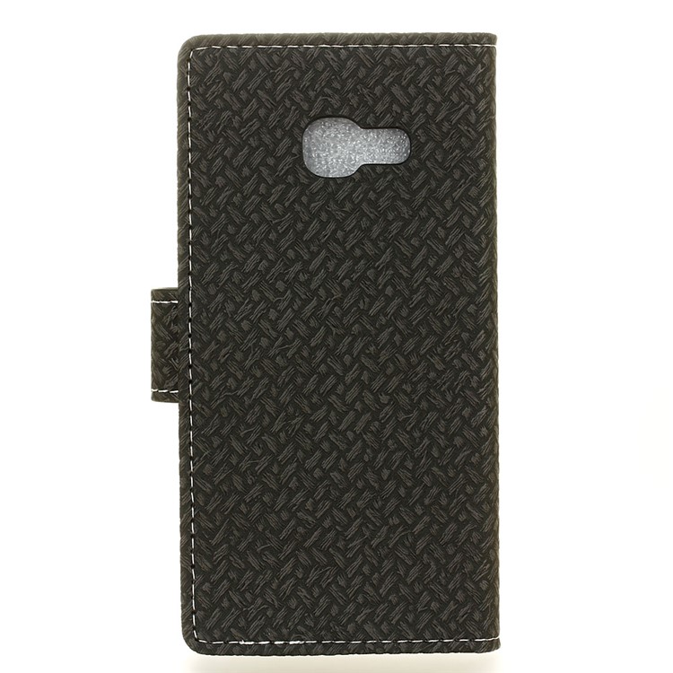 Woven Texture Wallet Stand Leather Phone Casing for Samsung Galaxy Xcover 4 - Black-2