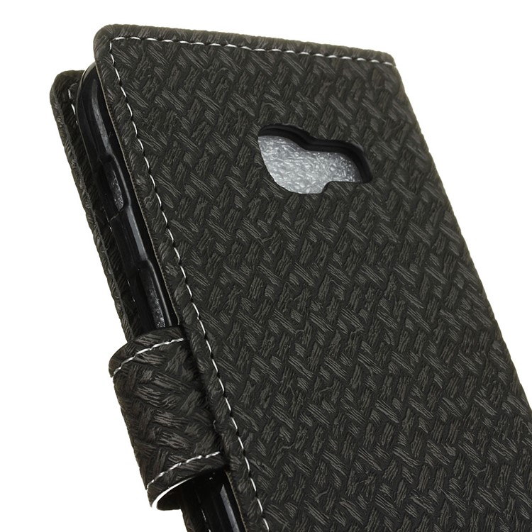 Woven Texture Wallet Stand Leather Phone Casing for Samsung Galaxy Xcover 4 - Black-3