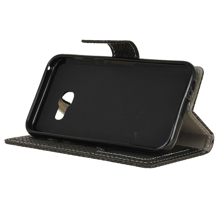 Woven Texture Wallet Stand Leather Phone Casing for Samsung Galaxy Xcover 4 - Black-5
