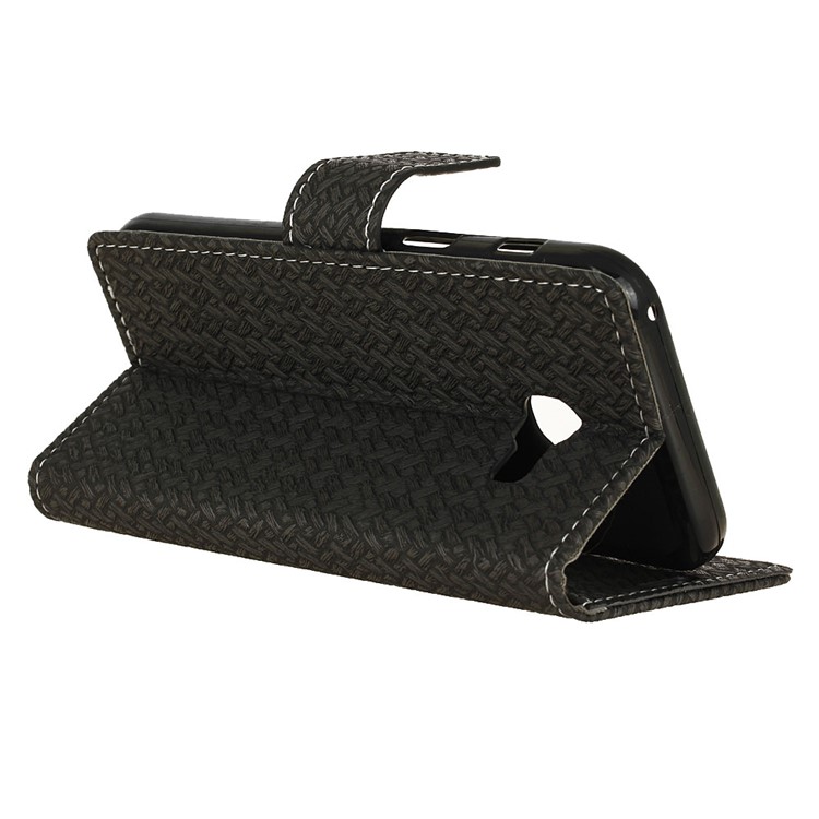 Woven Texture Wallet Stand Leather Phone Casing for Samsung Galaxy Xcover 4 - Black-6