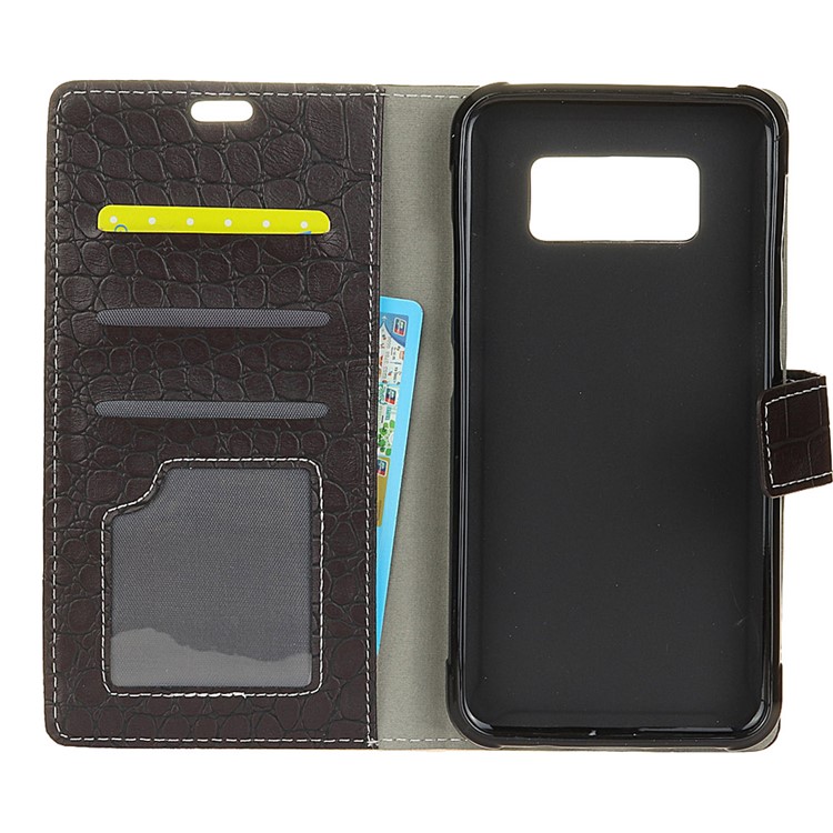 Retro Crocodile Texture PU Leather Wallet Cell Phone Shell with Stand for Samsung Galaxy Note 8 SM-N950 - Black-3