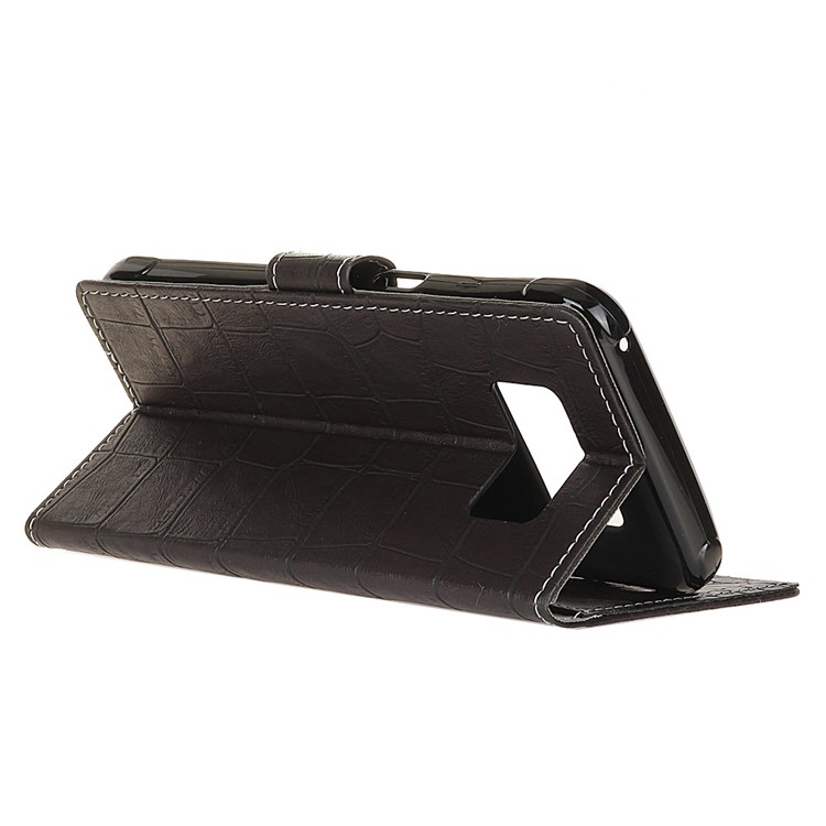 Retro Crocodile Texture PU Leather Wallet Cell Phone Shell with Stand for Samsung Galaxy Note 8 SM-N950 - Black-4