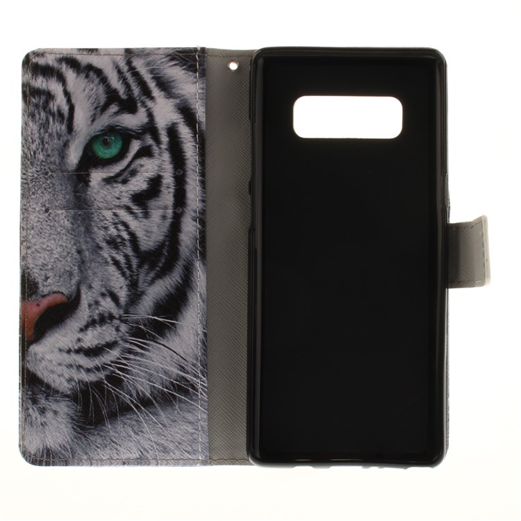 Printing Pattern Leather Wallet Case for Samsung Galaxy Note 8 SM-N950 - Tiger with Green Eye-10
