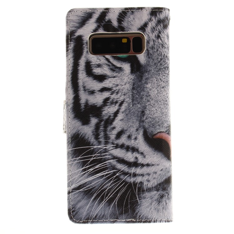 Printing Pattern Leather Wallet Case for Samsung Galaxy Note 8 SM-N950 - Tiger with Green Eye-3