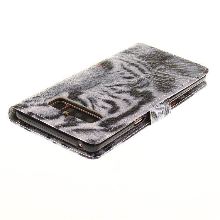 Printing Pattern Leather Wallet Case for Samsung Galaxy Note 8 SM-N950 - Tiger with Green Eye-5