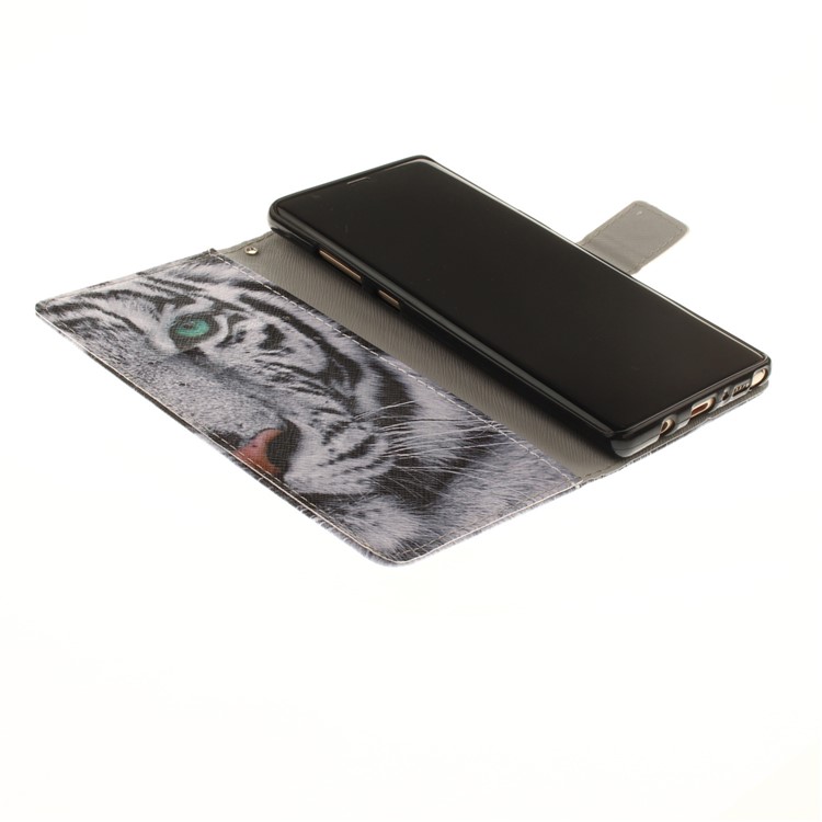 Printing Pattern Leather Wallet Case for Samsung Galaxy Note 8 SM-N950 - Tiger with Green Eye-8