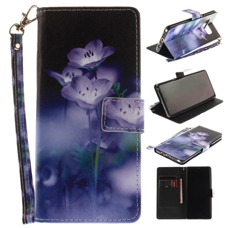 

Printing Pattern Wallet Leather Stand Case Accessory for Samsung Galaxy Note 8 N950 - Purple Flowers