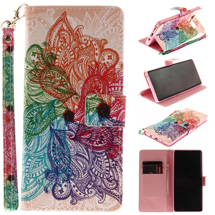 

Patterned Card Holder Leather Cell Phone Case with Stand for Samsung Galaxy Note 8 N950 - Colorful Pattern