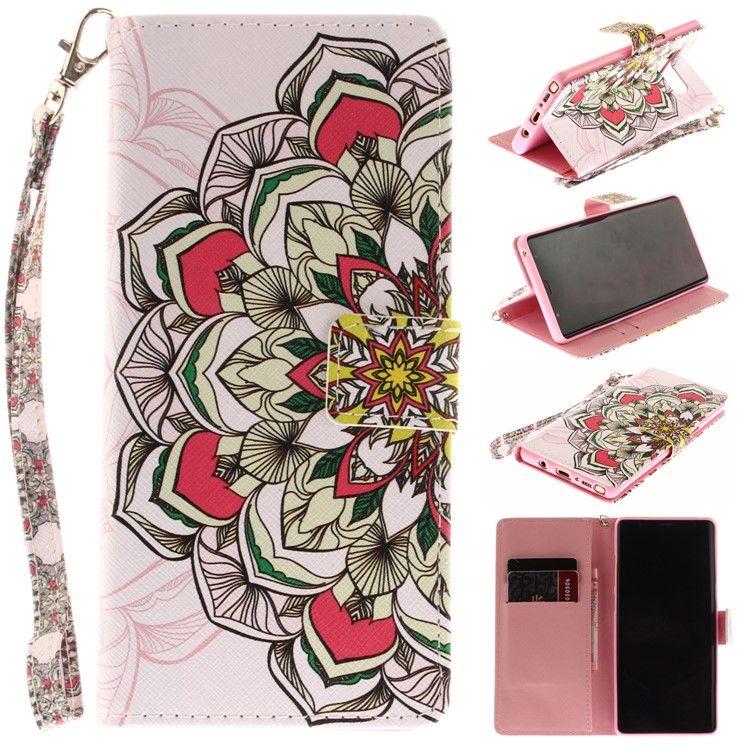 

Patterned Stand Leather Cover Shell with Card Slots for Samsung Galaxy Note 8 N950 - Symmetrical Mandala