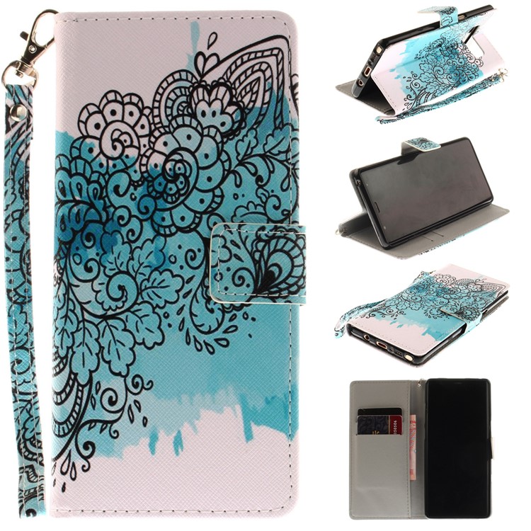 

For Samsung Galaxy Note 8 N950 Pattern Printing Wallet Leather Foldable Mobile Shell with Strap - Floral Pattern