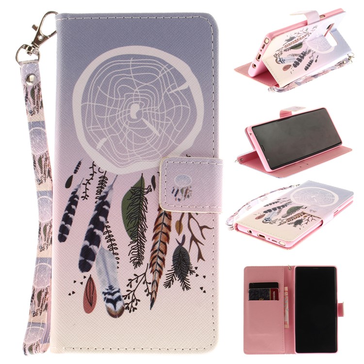 

Printing Pattern Magnetic Stand Leather Wallet Cell Phone Cover with Strap for Samsung Galaxy Note 8 SM-N950 - Dream Catcher