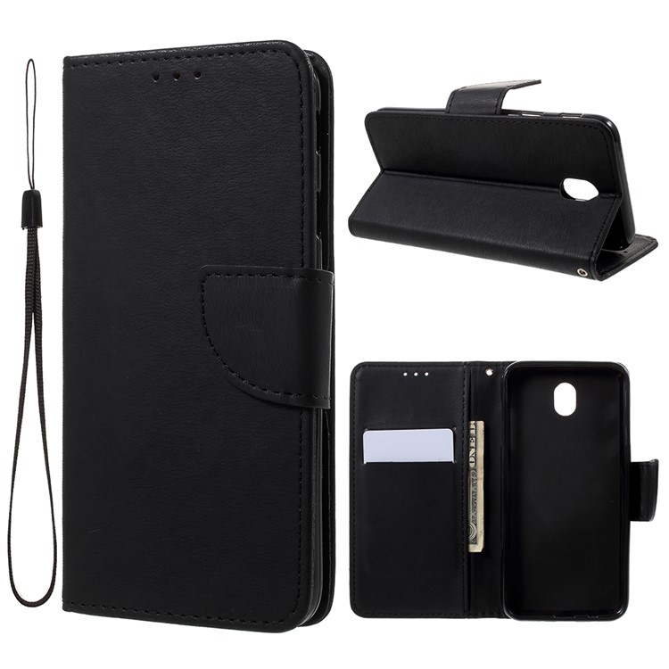 Funda de piel de textura de textura cruz para Samsung Galaxy J7 Pro (2017) / J7 (2017) Versión EU - Negro-1