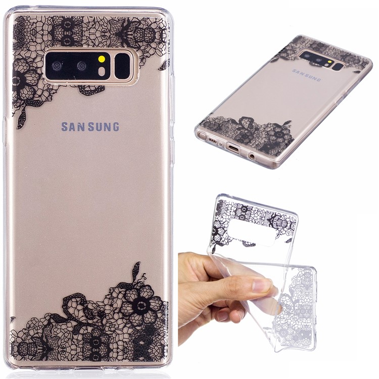 

Pattern Printing IMD TPU Cover Soft Shell for Samsung Galaxy Note 8 SM-N950 - Lace Flower Pattern