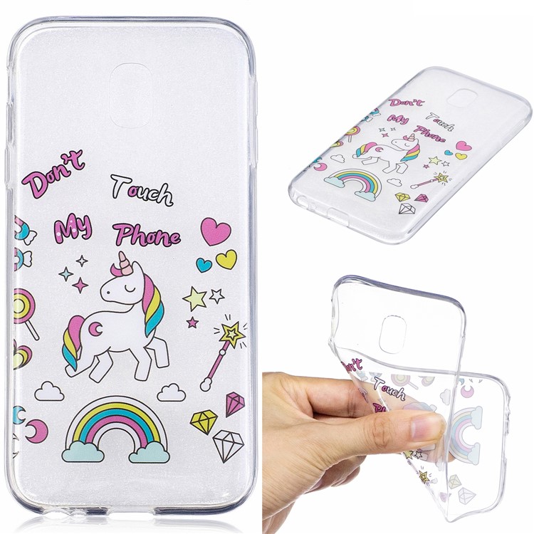 

Pattern Printing IMD TPU Cell Phone Case for Samsung Galaxy J3 (2017) EU Version / J3 Pro (2017) - Unicorn and Do Not Touch My Phone, Galaxy J3 (2017)