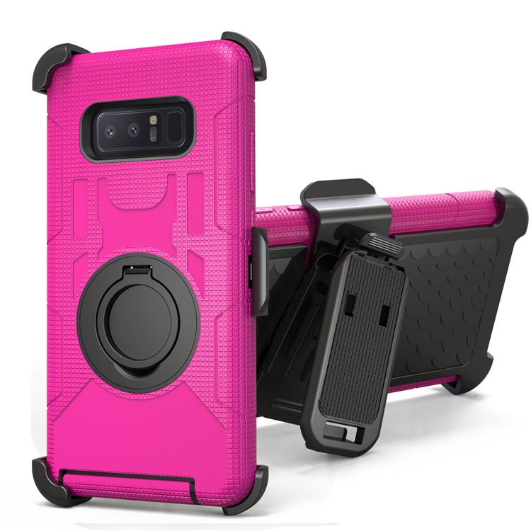 

Belt Clip Ring Kickstand Heavy Duty Silicone + PC Phone Case for Samsung Galaxy Note 8 SM-N950 - Rose
