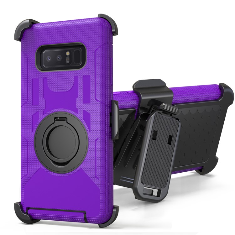 

Belt Clip Ring Kickstand Heavy Duty Silicone + PC Mobile Case for Samsung Galaxy Note 8 SM-N950 - Purple