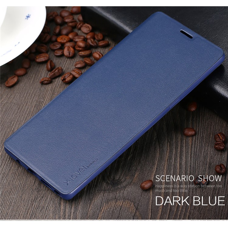 

X-LEVEL FIBCOLOR Series for Samsung Galaxy Note 8 SM-N950 Leather Cellphone Case Accessory with Stand - Dark Blue