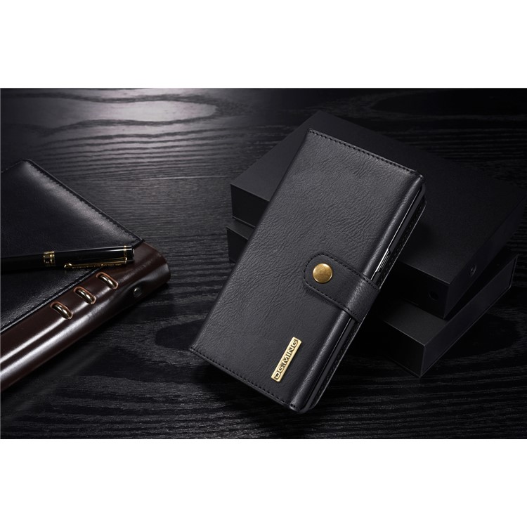 DG.MING Split Leather Multi-slot Tri-fold Wallet + Detachable PC Case for Samsung Galaxy Note 8 SM-N950 - Black-2