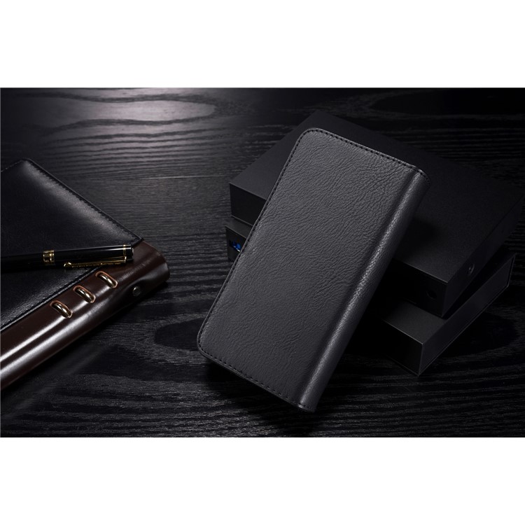 DG.MING Split Leather Multi-slot Tri-fold Wallet + Detachable PC Case for Samsung Galaxy Note 8 SM-N950 - Black-3