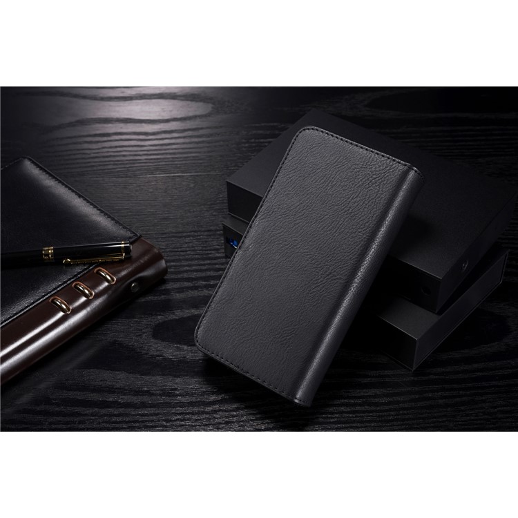 Dg. Ming Split Leather Multi-slot Tri-fold Wallet + Caixa PC Destacável Para Samsung Galaxy Note 8 SM-N950 - Preto-3