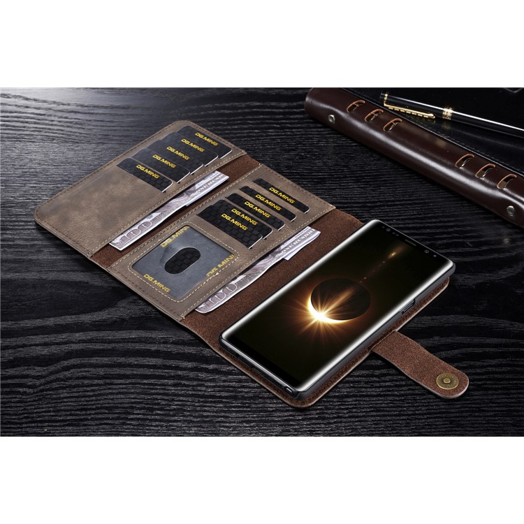 dg. MING Cuero Split Multi-ranura con el interior de la PC Back Shell para Samsung Galaxy Nota 8 SM-N950 - café-8
