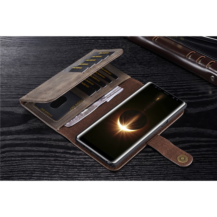 dg. MING Cuero Split Multi-ranura con el interior de la PC Back Shell para Samsung Galaxy Nota 8 SM-N950 - café-9