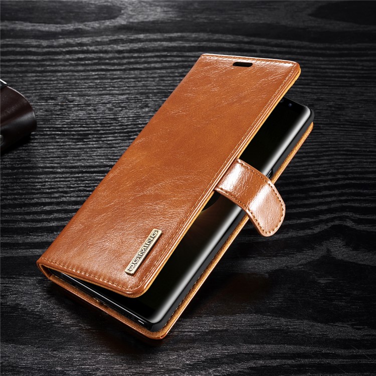 

DG.MING Detachable 2-in-1 Genuine Leather Card Holder Stand Cellphone Shell for Samsung Galaxy Note 8 SM-N950 - Brown