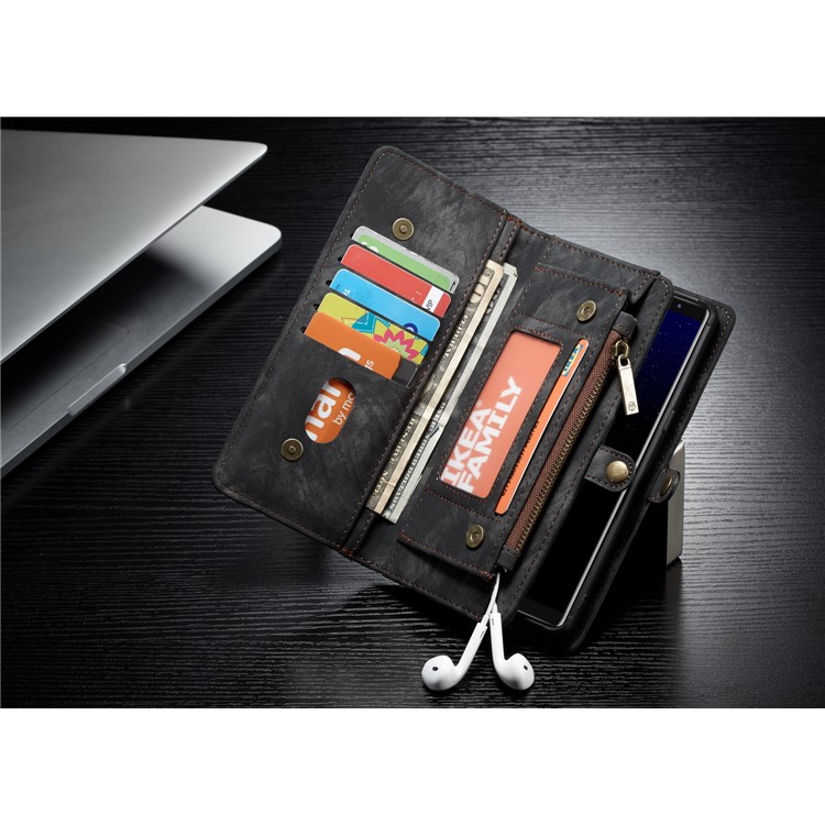 CASEME 2-à la place de qqn-1 Multi détachable-Housse en cuir pour portefeuille Wallet Split pour Samsung Galaxy Note 8 SM-N950 - Noir-12
