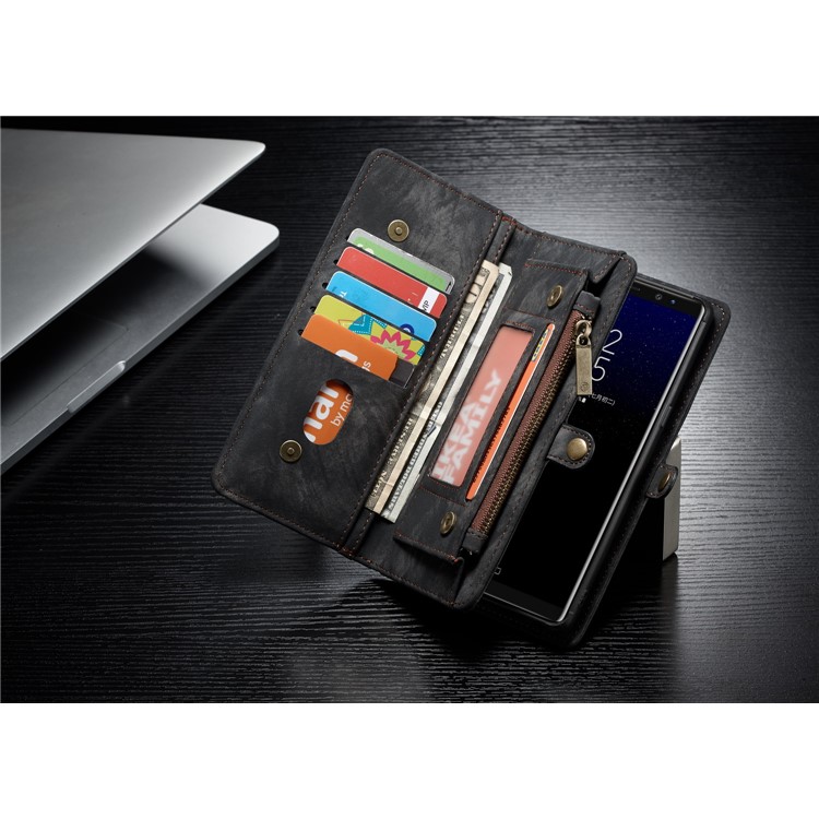 CASEME 2-à la place de qqn-1 Multi détachable-Housse en cuir pour portefeuille Wallet Split pour Samsung Galaxy Note 8 SM-N950 - Noir-13