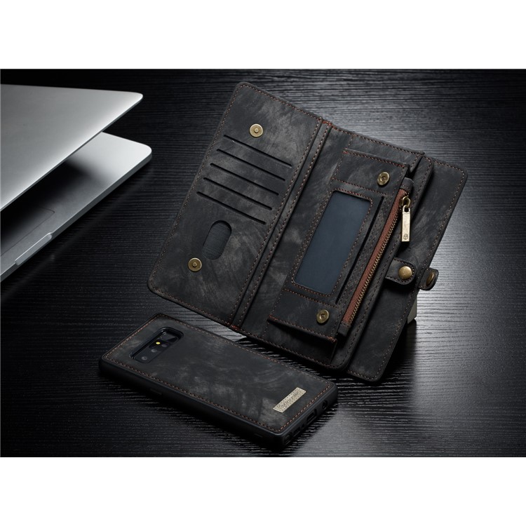 CASEME 2-à la place de qqn-1 Multi détachable-Housse en cuir pour portefeuille Wallet Split pour Samsung Galaxy Note 8 SM-N950 - Noir-14