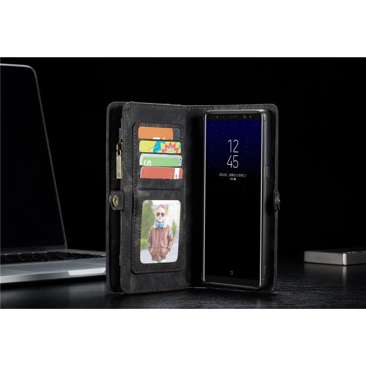 CASEME 2-à la place de qqn-1 Multi détachable-Housse en cuir pour portefeuille Wallet Split pour Samsung Galaxy Note 8 SM-N950 - Noir-16