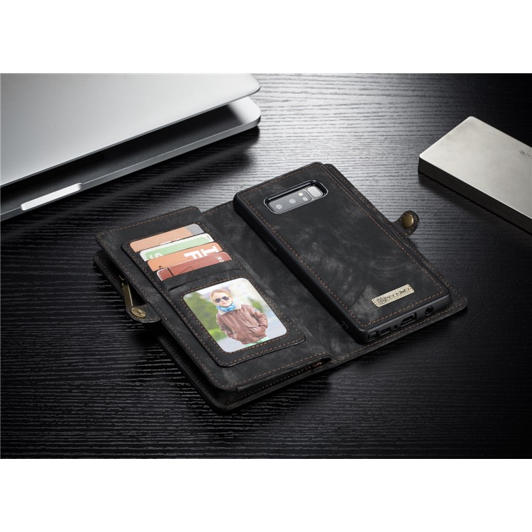 CASEME 2-à la place de qqn-1 Multi détachable-Housse en cuir pour portefeuille Wallet Split pour Samsung Galaxy Note 8 SM-N950 - Noir-17