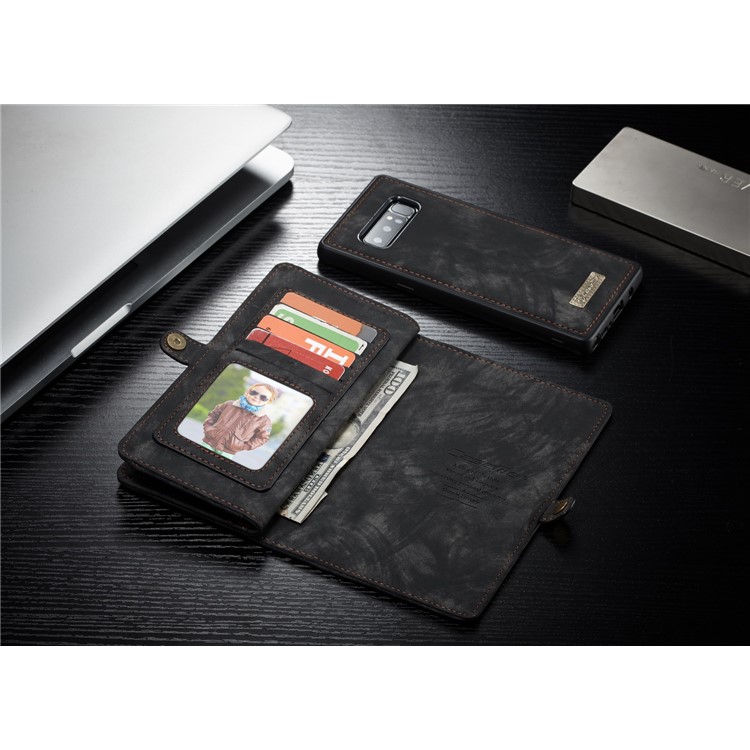 CASEME 2-à la place de qqn-1 Multi détachable-Housse en cuir pour portefeuille Wallet Split pour Samsung Galaxy Note 8 SM-N950 - Noir-18