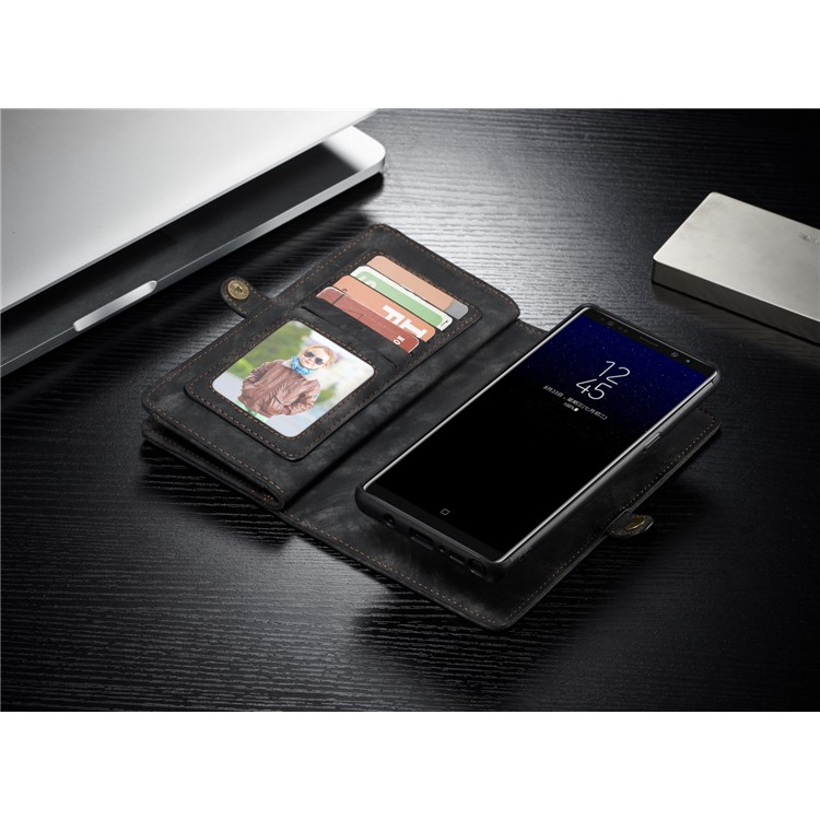 CASEME 2-à la place de qqn-1 Multi détachable-Housse en cuir pour portefeuille Wallet Split pour Samsung Galaxy Note 8 SM-N950 - Noir-19