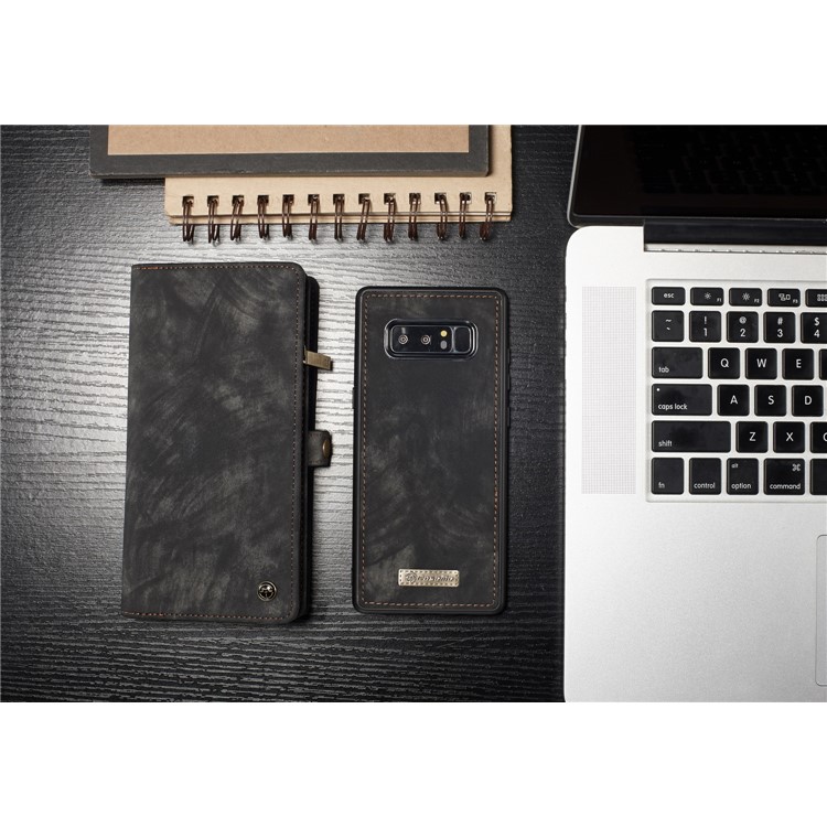CASEME 2-à la place de qqn-1 Multi détachable-Housse en cuir pour portefeuille Wallet Split pour Samsung Galaxy Note 8 SM-N950 - Noir-7