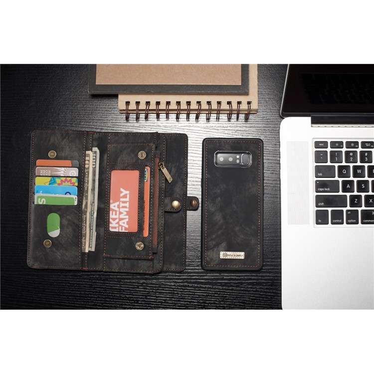 CASEME 2-à la place de qqn-1 Multi détachable-Housse en cuir pour portefeuille Wallet Split pour Samsung Galaxy Note 8 SM-N950 - Noir-8