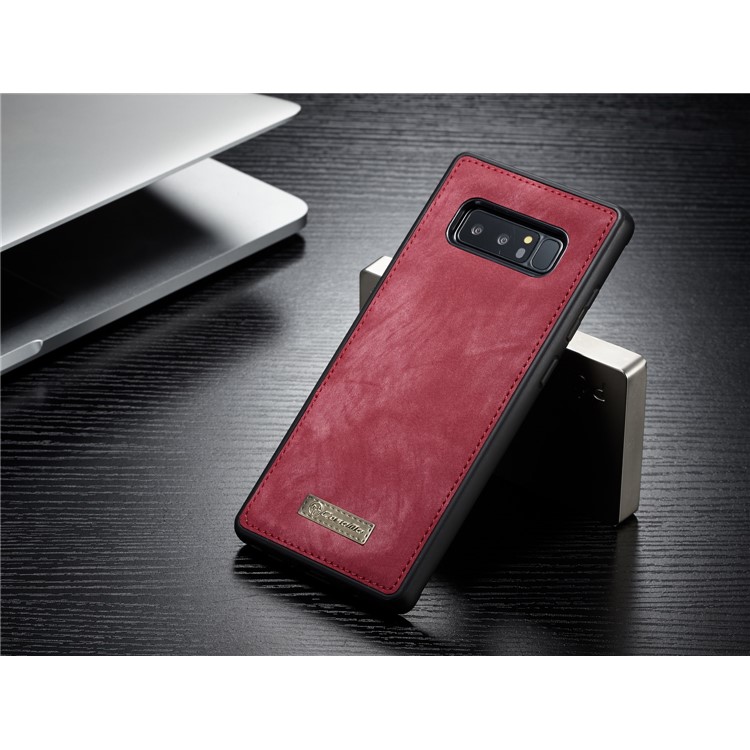CASEME Caixa De Couro Dividida Em 2-em-1 Destacável Multi-slot Para Samsung Galaxy Note 8 SM-N950 - Vermelho-10