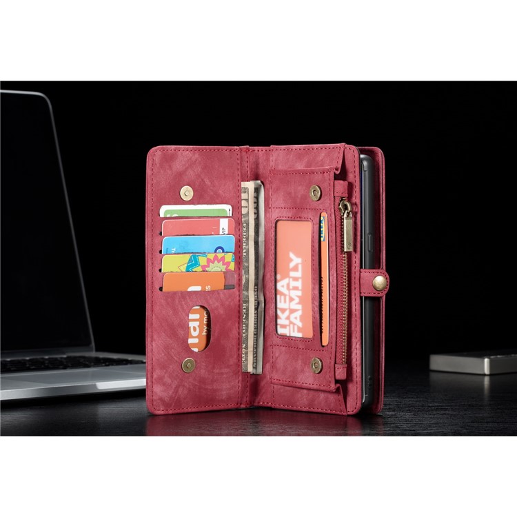 CASEME Caixa De Couro Dividida Em 2-em-1 Destacável Multi-slot Para Samsung Galaxy Note 8 SM-N950 - Vermelho-15