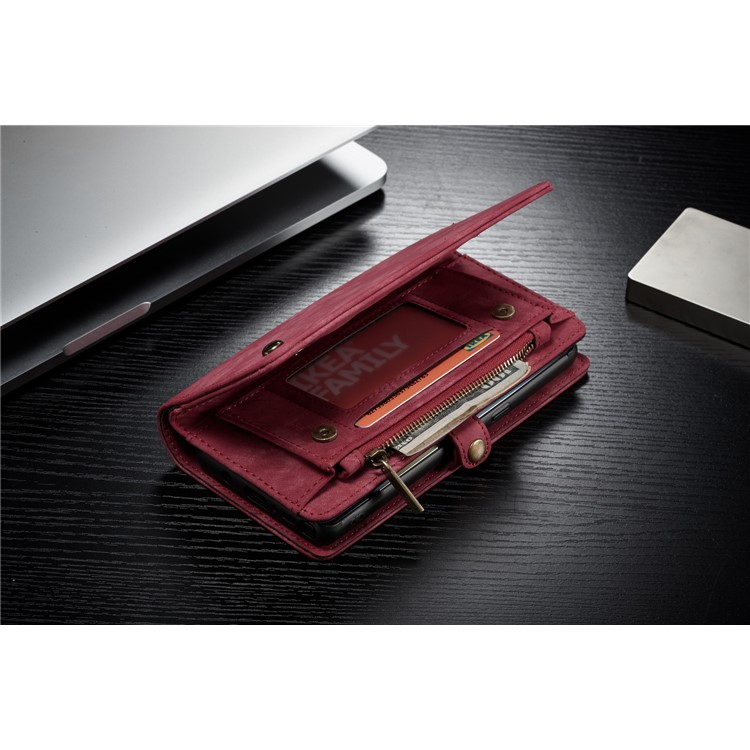 CASEME Caixa De Couro Dividida Em 2-em-1 Destacável Multi-slot Para Samsung Galaxy Note 8 SM-N950 - Vermelho-19