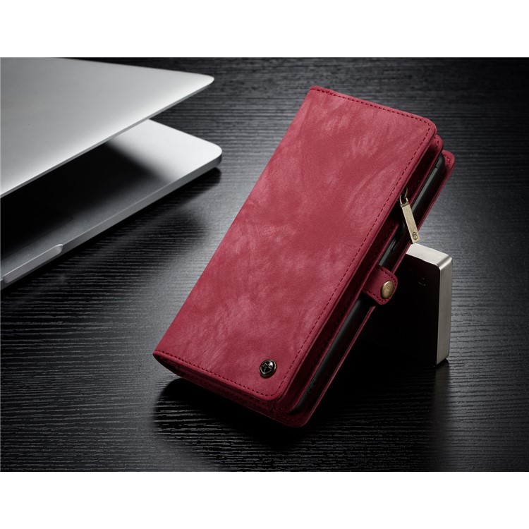 CASEME Caixa De Couro Dividida Em 2-em-1 Destacável Multi-slot Para Samsung Galaxy Note 8 SM-N950 - Vermelho-9