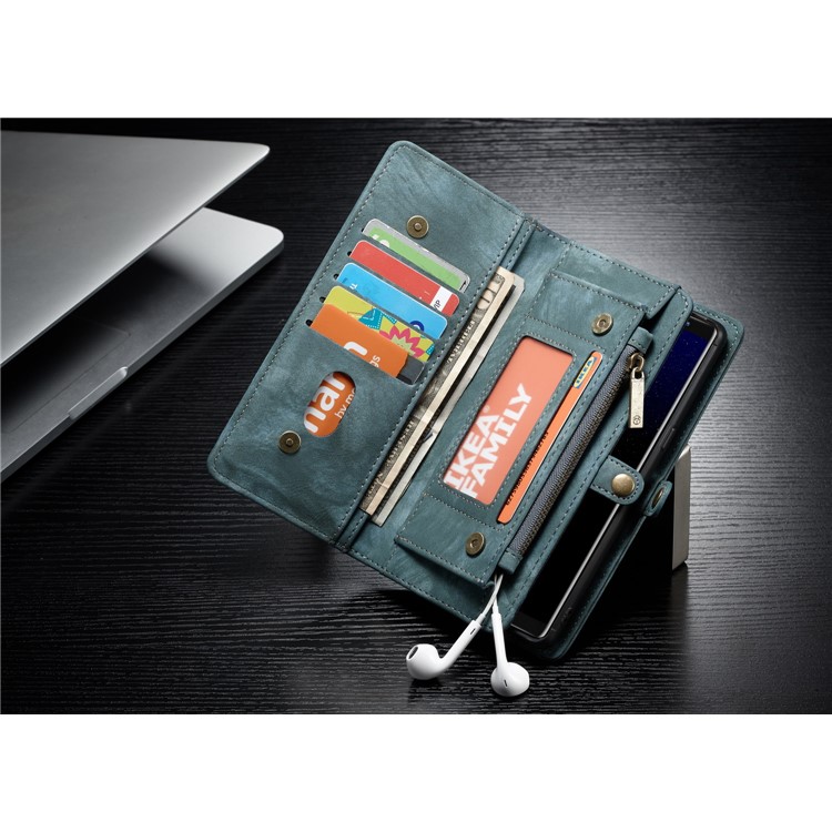 CASEME Multifunctional Wallet Split Leather Phone Cover for Samsung Galaxy Note 8 SM-N950 - Green-12