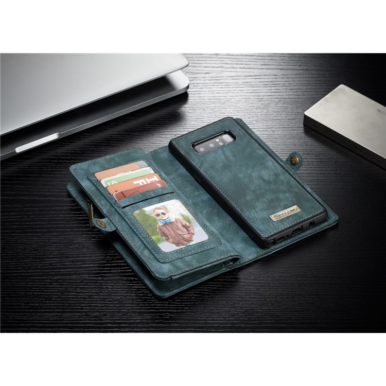 CASEME Multifunctional Wallet Split Leather Phone Cover for Samsung Galaxy Note 8 SM-N950 - Green-17