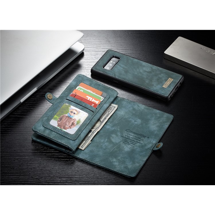 CASEME Multifunctional Wallet Split Leather Phone Cover for Samsung Galaxy Note 8 SM-N950 - Green-18
