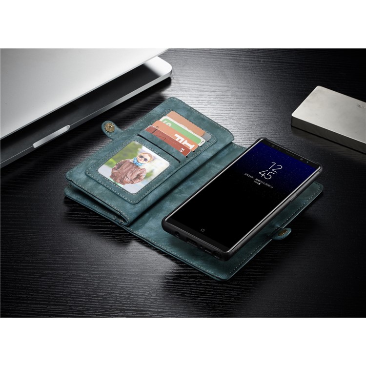 CASEME Multifunctional Wallet Split Leather Phone Cover for Samsung Galaxy Note 8 SM-N950 - Green-19
