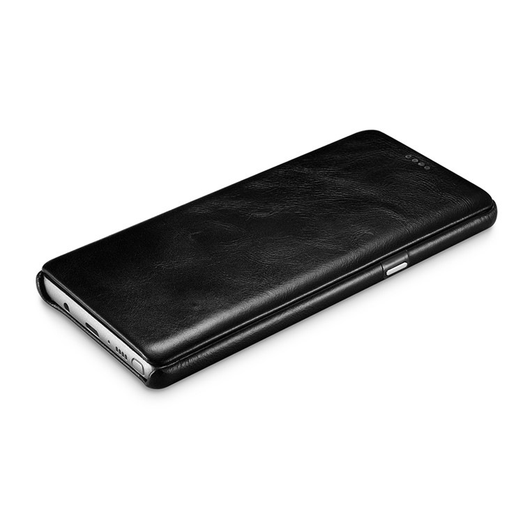 ICARER Curved Edge Vintage Genuine Leather Case for Samsung Galaxy Note 8 SM-N950 - Black-2