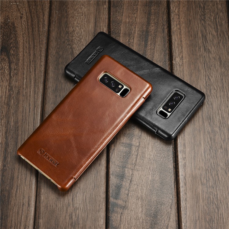 ICARER Curved Edge Vintage Genuine Leather Case for Samsung Galaxy Note 8 SM-N950 - Black-4