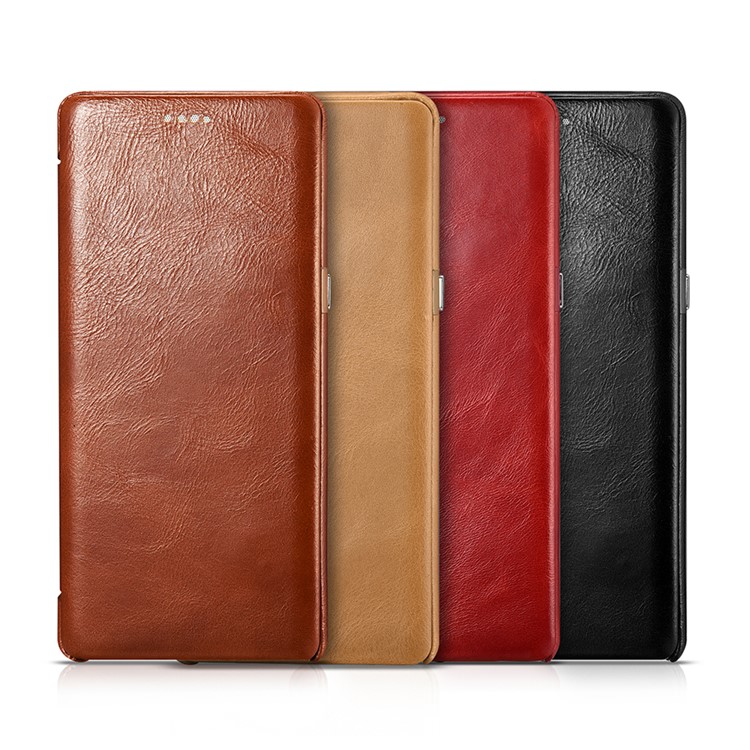 ICARER Curved Edge Vintage Genuine Leather Case for Samsung Galaxy Note 8 SM-N950 - Black-5