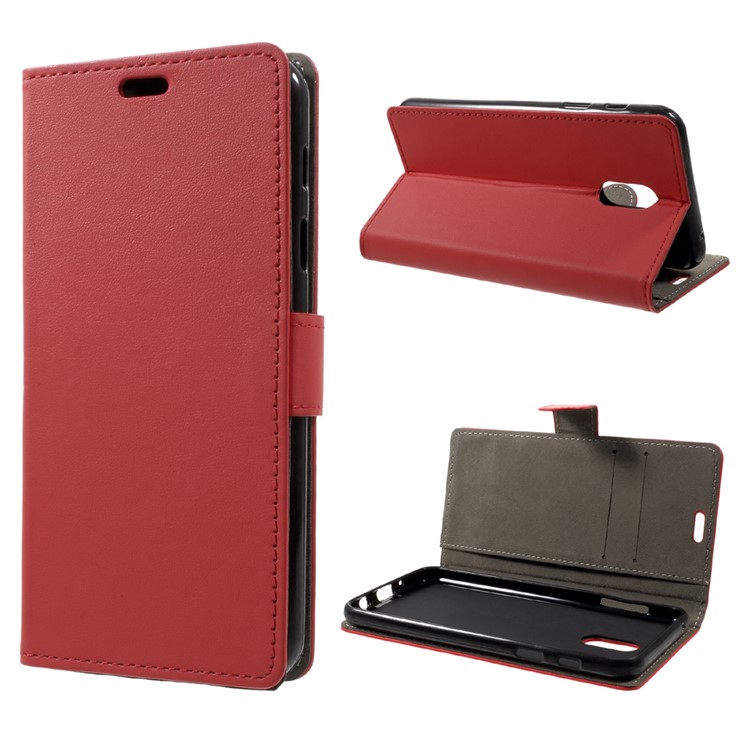 PU Leather Wallet Stand Mobile Case for Samsung Galaxy C7 (2017) - Red-1