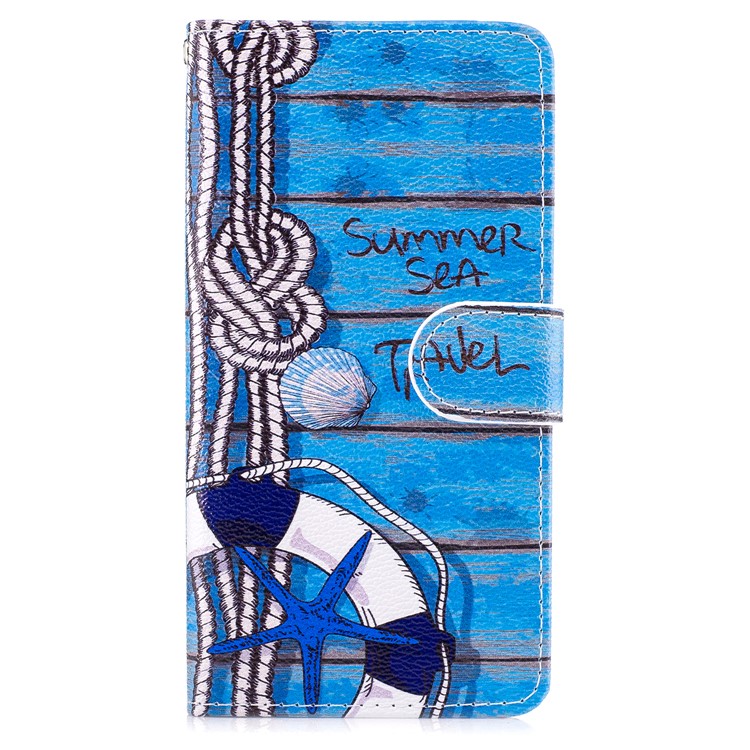 

Patterned Leather Stand Case with Card Slots for Samsung Galaxy J3 Pro (2017) / J3 (2017) EU Version - Summer Sea Travel