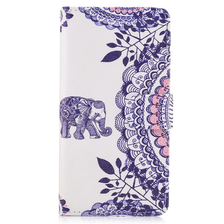 

Pattern Printing PU Leather Card Holder Flip Stand Cell Phone Case for Samsung Galaxy J7 (2017) EU Version / J7 Pro (2017) - Elephant and Flowers